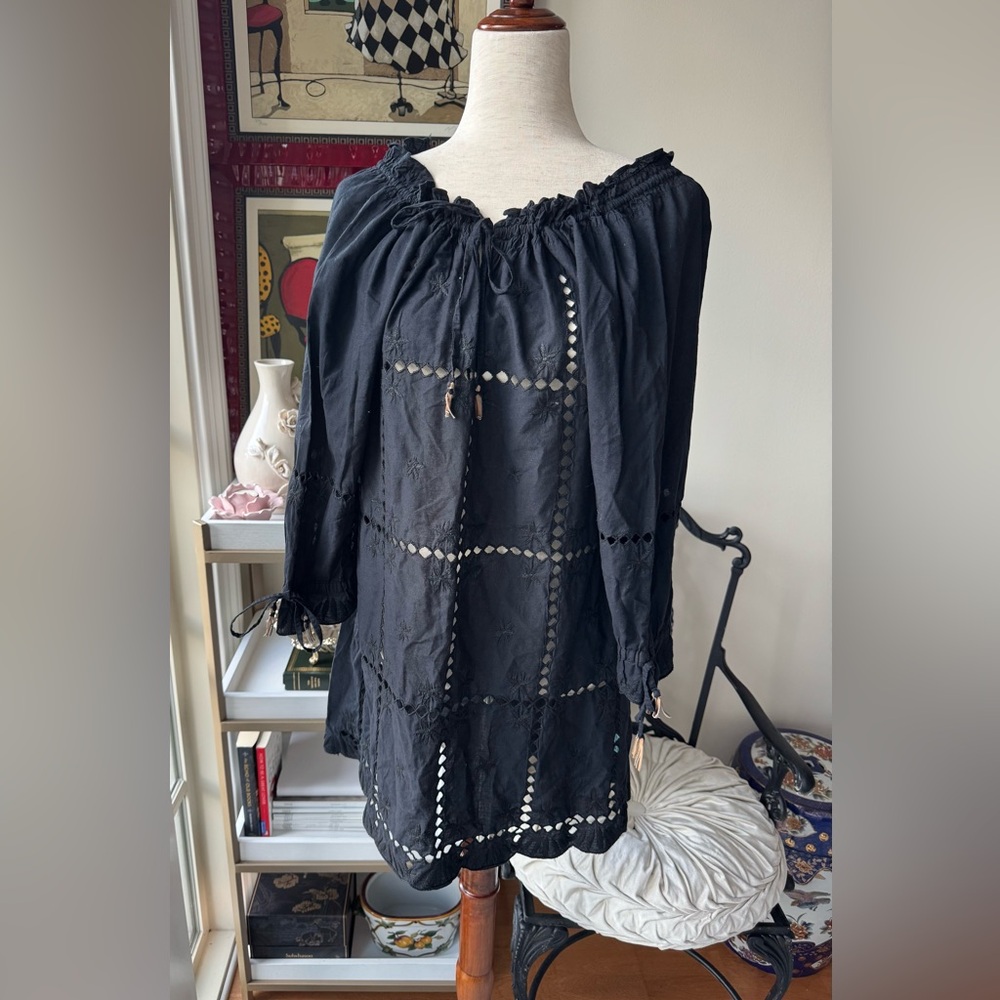 Letarte Black Eyelet Blouse